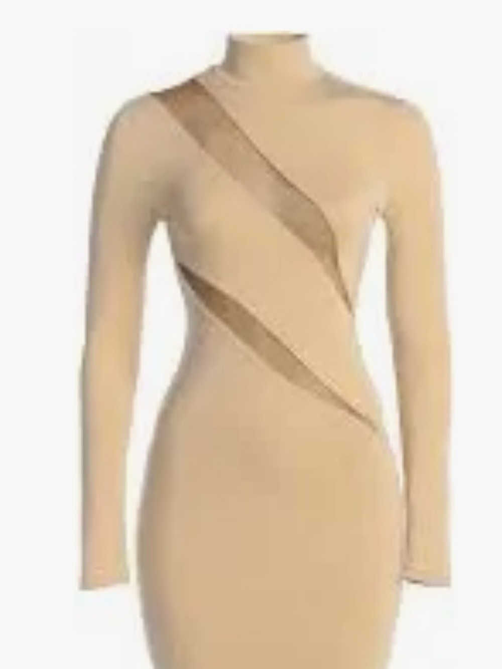 JLUXLABEL form fitted Nude Sheer cutouts Bodycon Dress
